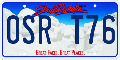 SD license plate 0SRT76