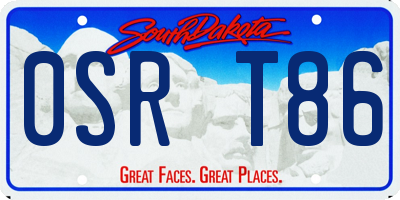 SD license plate 0SRT86