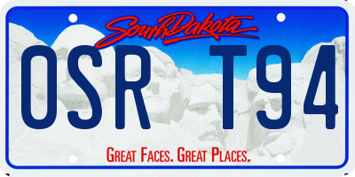 SD license plate 0SRT94