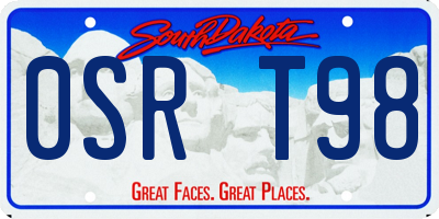 SD license plate 0SRT98