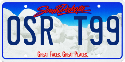 SD license plate 0SRT99