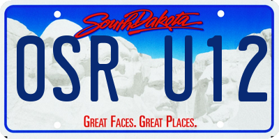 SD license plate 0SRU12