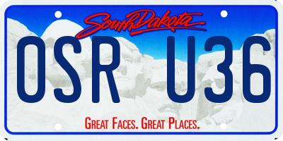 SD license plate 0SRU36