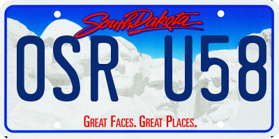 SD license plate 0SRU58