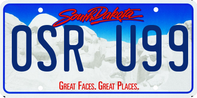 SD license plate 0SRU99