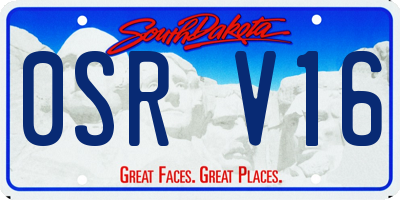 SD license plate 0SRV16