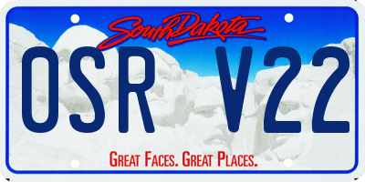 SD license plate 0SRV22