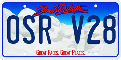 SD license plate 0SRV28