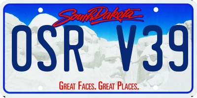 SD license plate 0SRV39