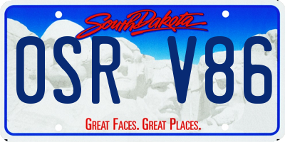 SD license plate 0SRV86