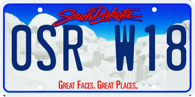 SD license plate 0SRW18