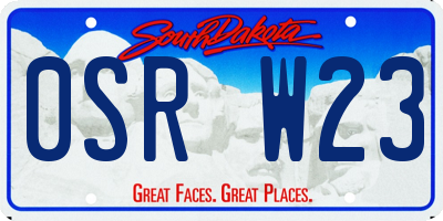 SD license plate 0SRW23