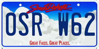 SD license plate 0SRW62