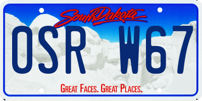 SD license plate 0SRW67