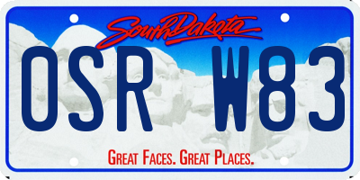 SD license plate 0SRW83