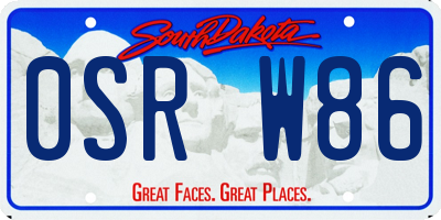 SD license plate 0SRW86