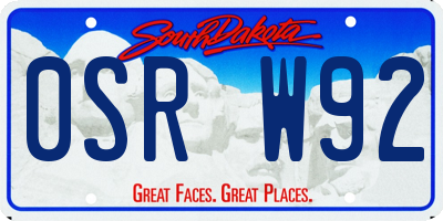 SD license plate 0SRW92