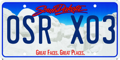 SD license plate 0SRX03
