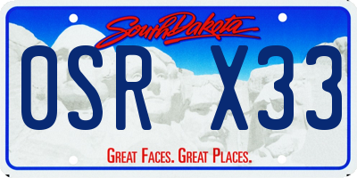 SD license plate 0SRX33