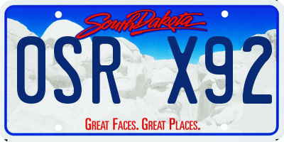 SD license plate 0SRX92