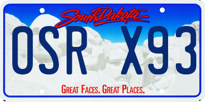 SD license plate 0SRX93