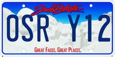 SD license plate 0SRY12