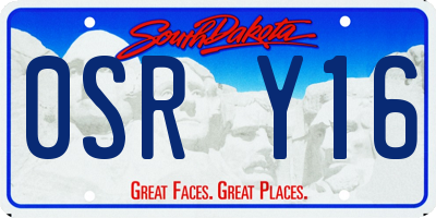 SD license plate 0SRY16