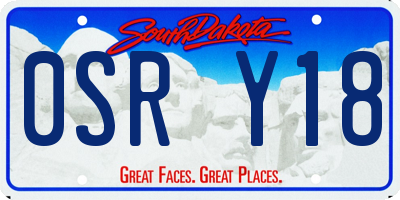 SD license plate 0SRY18