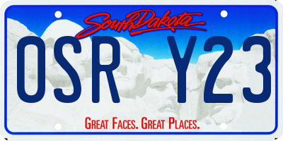SD license plate 0SRY23