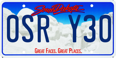 SD license plate 0SRY30