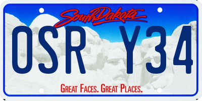 SD license plate 0SRY34
