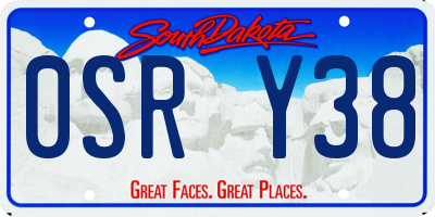 SD license plate 0SRY38