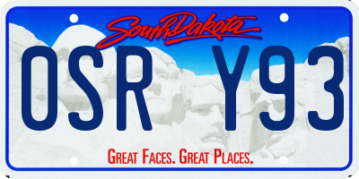 SD license plate 0SRY93