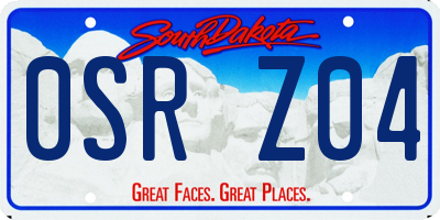 SD license plate 0SRZ04