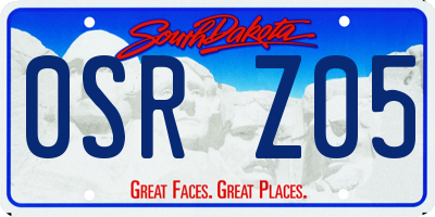 SD license plate 0SRZ05