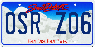 SD license plate 0SRZ06