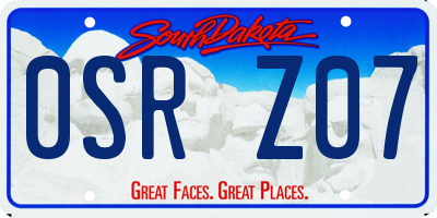 SD license plate 0SRZ07