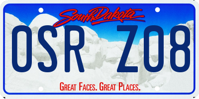 SD license plate 0SRZ08