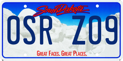 SD license plate 0SRZ09