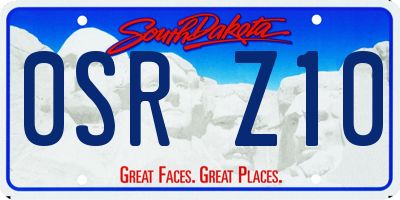SD license plate 0SRZ10