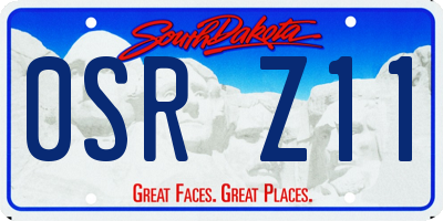 SD license plate 0SRZ11