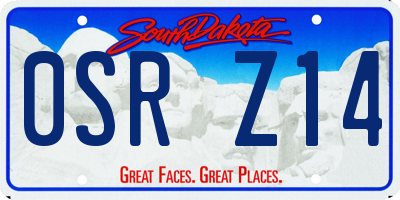 SD license plate 0SRZ14