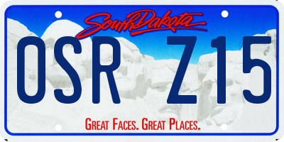 SD license plate 0SRZ15