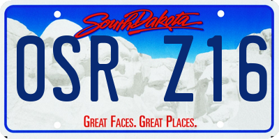 SD license plate 0SRZ16