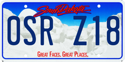 SD license plate 0SRZ18
