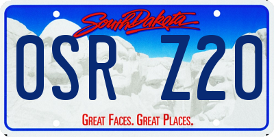 SD license plate 0SRZ20