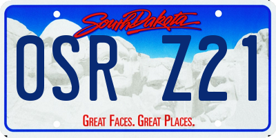 SD license plate 0SRZ21