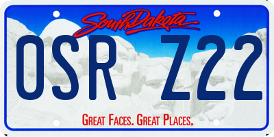 SD license plate 0SRZ22