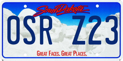 SD license plate 0SRZ23
