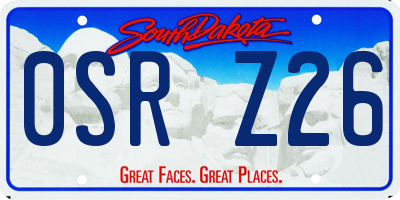 SD license plate 0SRZ26